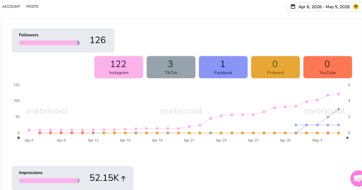 Metricool followers chart